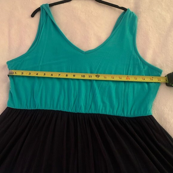 ModCloth Pink Owl Apparel Teal and Navy Striped Color Block Dress 1X - Picture 4 of 9